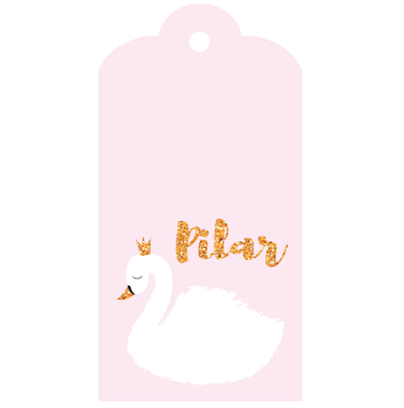 Tarjetas largas con cinta Cisne dorada 24u Pers